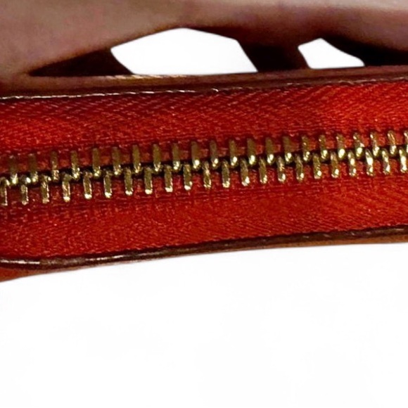 LOEWE Red Leather Long Wallet with Silver Accents Authentic Spain